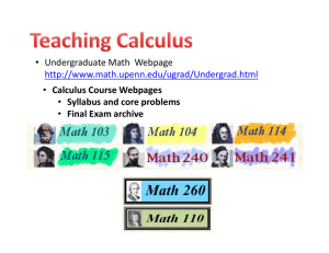 • Undergraduate Math Webpage http://www.math.upenn.edu/ugrad