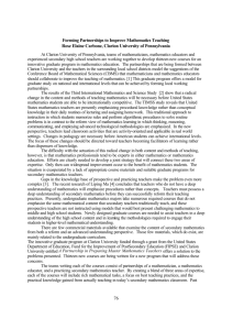 76 Forming Partnerships to Improve Mathematics Teaching Rose