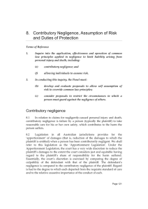 8. Contributory Negligence, Assumption of Risk and Duties of