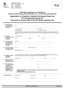 Application to Transfer a Registered Vehicle Purchased Under the