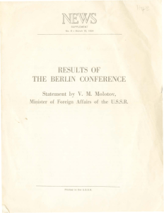 RESULTS OF THE BERLIN CONFERENCE