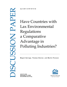 Have Countries with Lax Environmental Regulations a Comparative