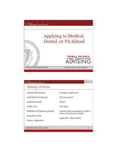 a pdf of the Applying to Medical School 2015 Powerpoint