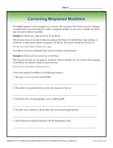 Correcting Misplaced Modifiers | Word Usage Worksheets