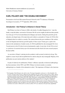 KARL POLANYI AND 'THE DOUBLE MOVEMENT'