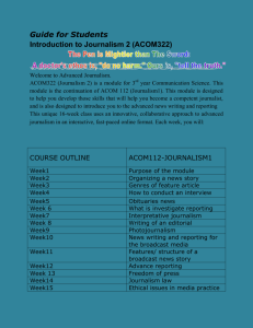 Guide for Students Introduction to Journalism 2 (ACOM322)