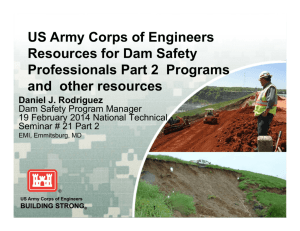 US Army Corps of Engineers Resources for Dam Safety