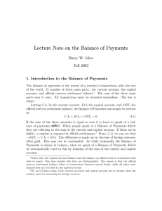 Lecture Note on the Balance of Payments