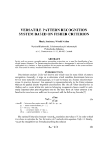 universal pattern recognition system based on fisher criterion