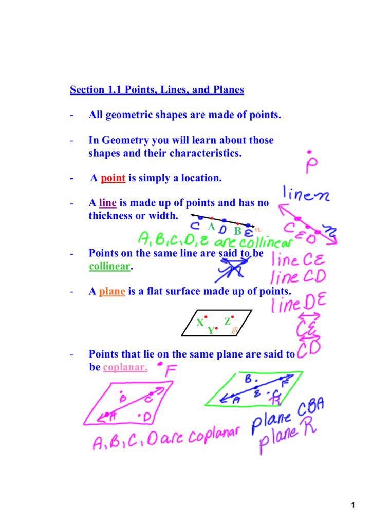 Section 1 1 Points Lines And Planes
