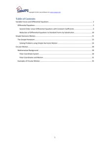 Second Order Differential Equations and Simple Harmonic Motion