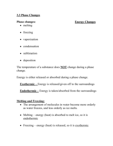 3.3 Phase Changes Phase changes: Energy Changes melting