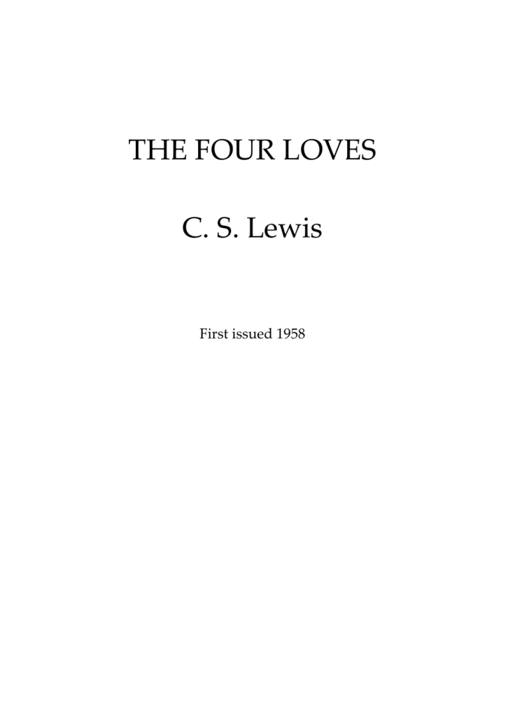 the four loves cs lewis sparknotes