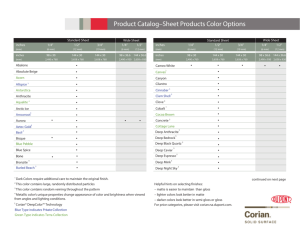 Product Catalog–Sheet Products Color Options