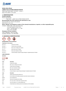 Safety Data Sheet LARGE TILE & STONE MORTAR WHITE 1