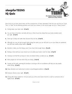 Sleep For TEENS IQ Quiz