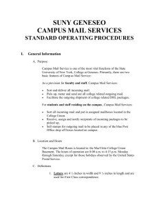 Suny Geneseo Campus Mail Services Standard Operating Procedures