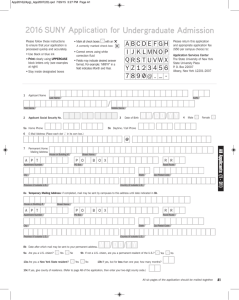 2016 SUNY Application for Undergraduate Admission