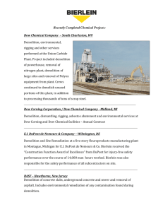 Recently Completed Chemical Projects: Dow Chemical Company