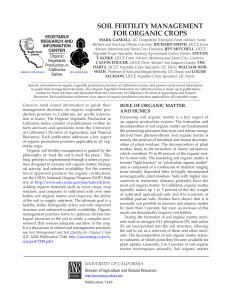 Soil Fertility Management for Organic Crops