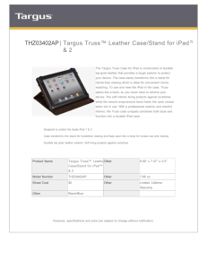 THZ03402AP| Targus Truss™ Leather Case/Stand for iPad™ 1 & 2