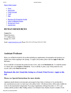 HUMAN RESOURCES Assistant Professor