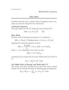 Flow Work Continuity Equation Flow Work Net In ow Rate of Energy