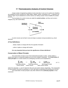 4.1 Thermodynamic Analysis of Control Volumes