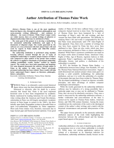 Author Attribution of Thomas Paine Work - worldcomp