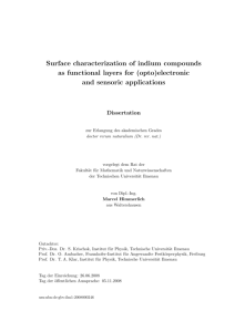 Surface characterization of indium compounds as functional layers for