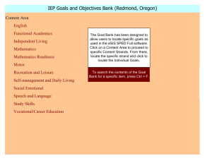 IEP Goals and Objectives Bank (Redmond, Oregon)
