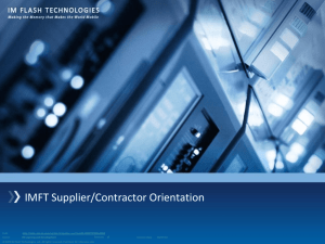 IMFT Supplier/Contractor Orientation