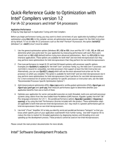 Quick-Reference Guide to Optimization with Intel® Compilers