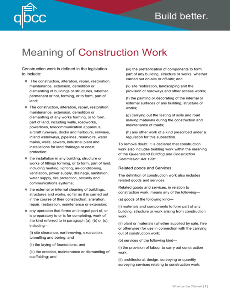 Construction Cost Meaning In English