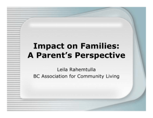 Impact on Families: A Parent's Perspective