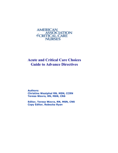 Acute and Critical Care Choices Guide to Advance Directives