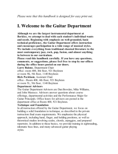 I. Welcome to the Guitar Department