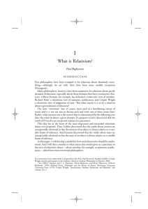 What is Relativism? - New York University