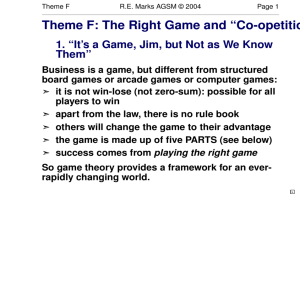 Theme F: The Right Game and “Co-opetitio