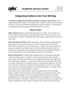 Academic Success Centre Integrating Evidence into Your Writing