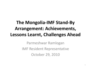 The IMF Stand-By Arrangement: Achievements, Lessons Learnt
