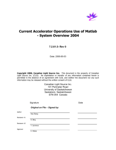 Current Accelerator Operations Use of Matlab