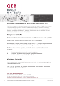 The Corporate Manslaughter and Corporate Homicide Act 2007
