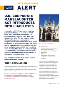 uk corporate manslaughter act introduces new liabilities