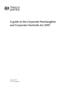 A guide to the Corporate Manslaughter and Corporate Homicide Act