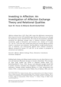 Investing in Affection: An Investigation of Affection Exchange Theory