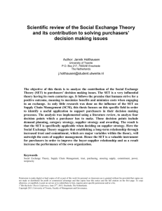 Scientific review of the Social Exchange Theory and its contribution
