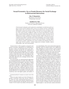 Sexual Economics: Sex as Female Resource for Social Exchange in