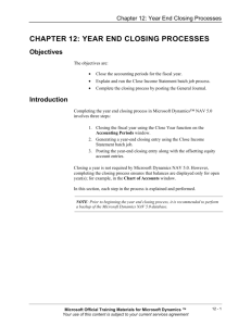 CHAPTER 12: YEAR END CLOSING PROCESSES