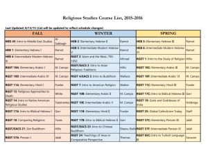 Religious Studies Course List, 2015-2016
